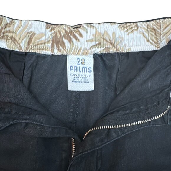 28 Palms Shorts Women XL 9" Black 100% Linen Elastic Waist Zip Button - Picture 4 of 12